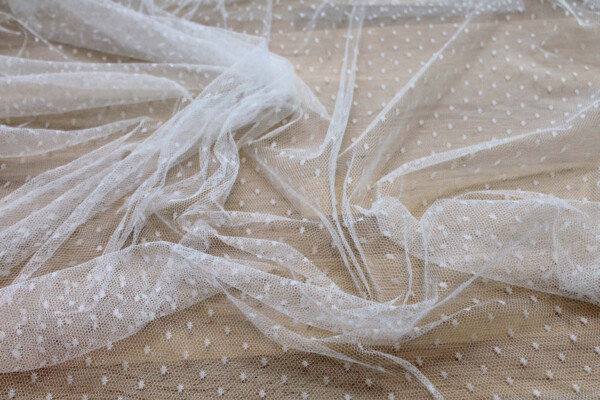 Spot / Dot Tulle - Ivory fabric