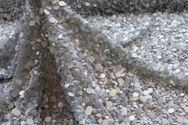 Mixed Sequins On Tulle - Pale Blue fabric