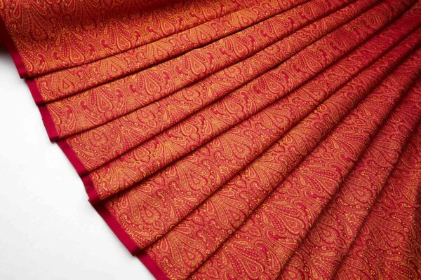 Banaras Brocade - Mustard, Orange and Red fabric