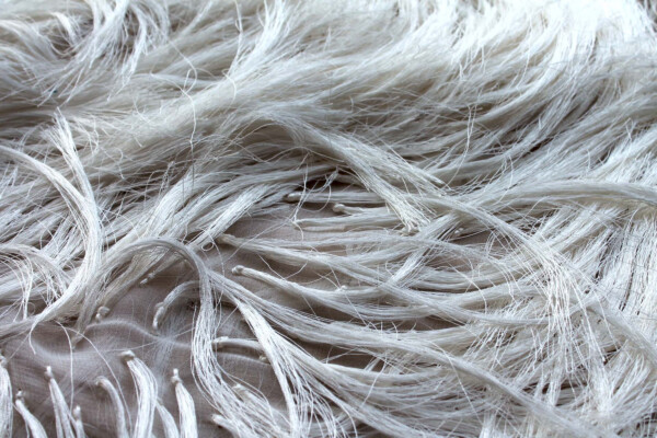 "Yeti" Viscose Fringing on Silk Chiffon - Ivory fabric