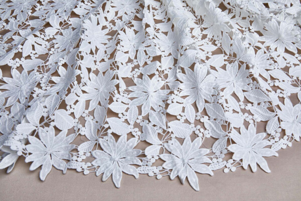 Flower, Leaf and Berries Guipure Lace in Ivory fabric