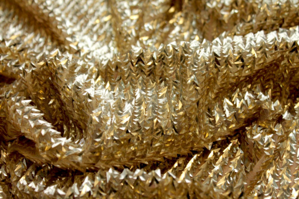 Gold Triangular Cupped Sequin on Tulle fabric