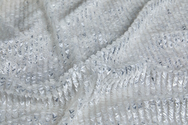 Ivory Triangular Cupped Sequin on Tulle fabric