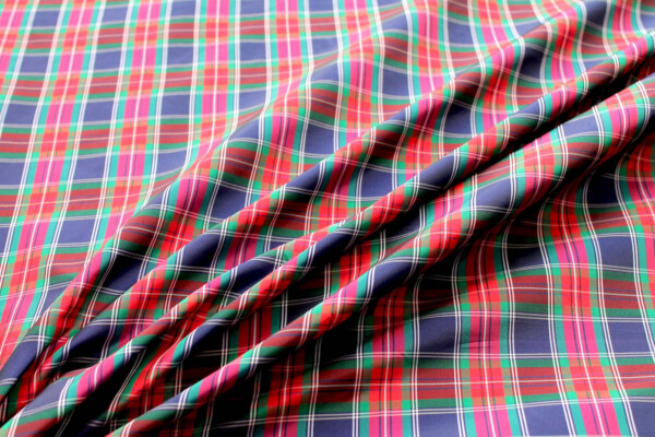 Tartan Check Silk Taffeta - Red, Blue and Green fabric