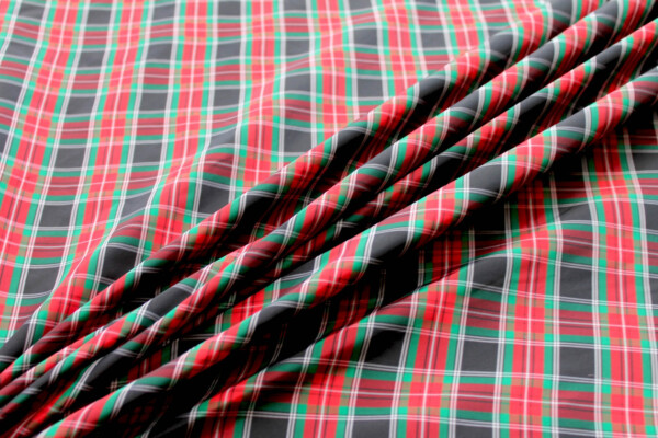Tartan Check Silk Taffeta - Red, Black and Green fabric