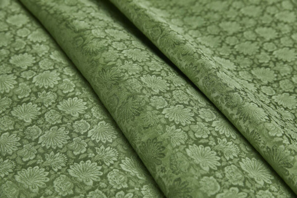 Self Coloured Smaller Floral Brocade - Green on Green fabric