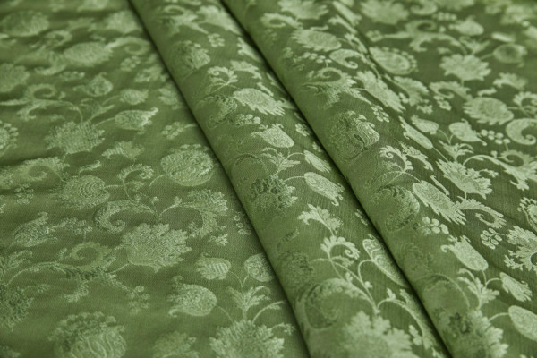 Self Coloured Floral Brocade - Green on Green fabric