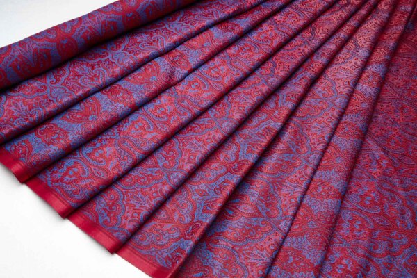 Banaras Brocade - Red, Maroon and Royal Blue fabric