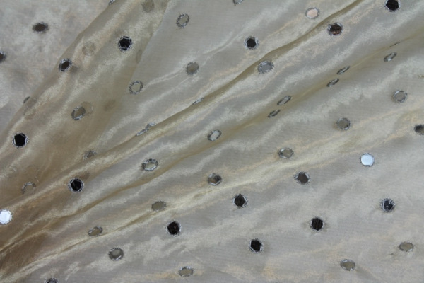 Silk Metal Organza - Gold with Silver Mirrors fabric
