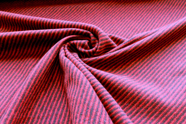 Red and Black Diagonal Stripe Wool fabric