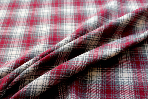 Checked Wool Flannel - Grey, Burgundy & Ivory fabric