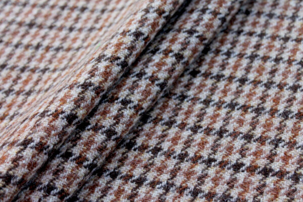 Houndstooth Harris Tweed Wool - Toffee / Brown fabric