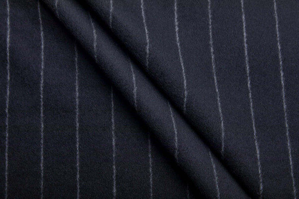 Milled Wide Pinstripe Coating - Black / Grey fabric
