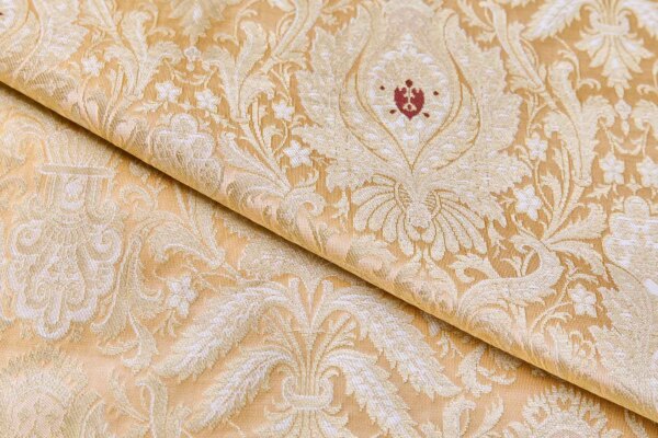 Heavy Banaras Brocade - Sand and Gold with Burgundy fabric