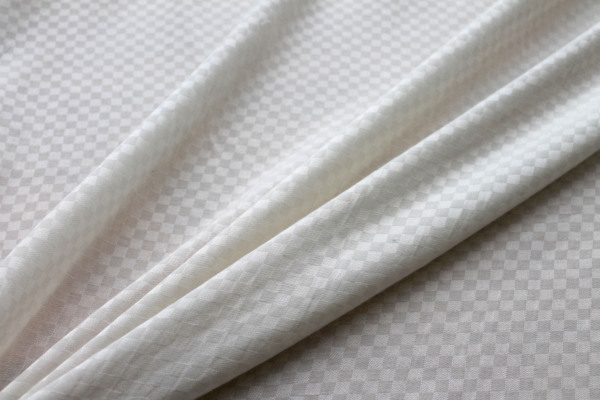 Banana Fibre Check Dobby Weave in Ivory fabric