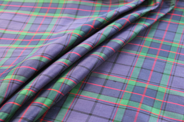 Tartan Check Silk Taffeta - Purple, Green and Red fabric