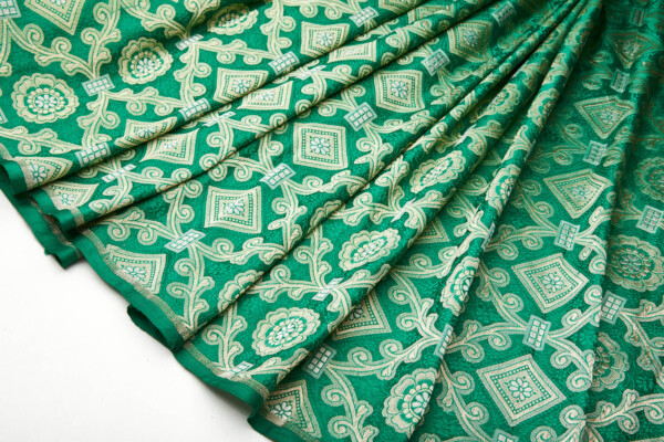 Banaras Brocade - Green and Gold Ecclesiastical fabric