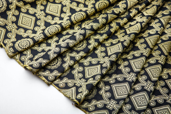 Banaras Brocade - Black and Yellow Gold Ecclesiastical fabric