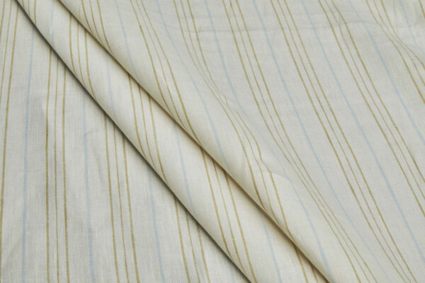Striped Linen - Cream, Khaki and Light Blue fabric