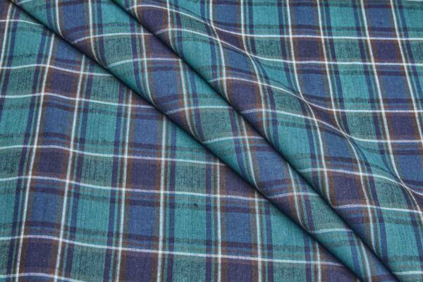 Rustic Cotton Check Shirting - Green, Navy and Brown fabric