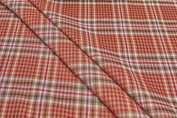 Stretch Tartan - Ginger Brown, Red, Merlot, White, Black fabric