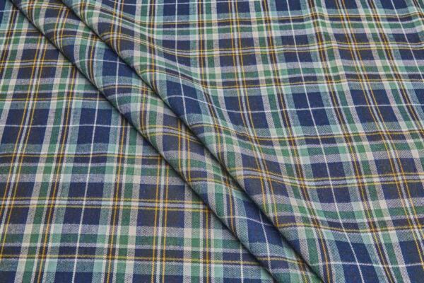 Cotton Flannel Check Shirting - Blue and Green fabric