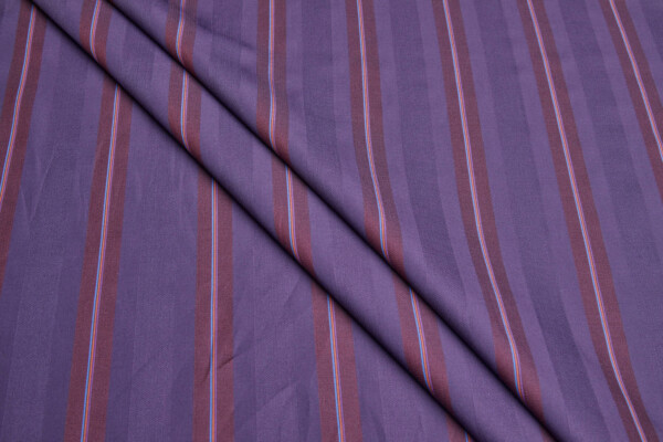 Luxury Italian Stripe Shirting - Aubergine and Burgundy fabric