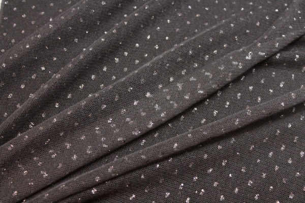 Cotton Tulle - Black with black glitter fabric