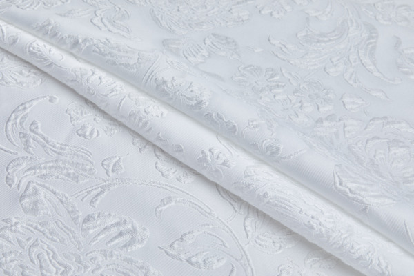 French Garden Custom Made Raised Jacquard - White fabric