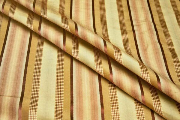 Gold and Red Multi Stripe Cotton and Silk Brocade fabric