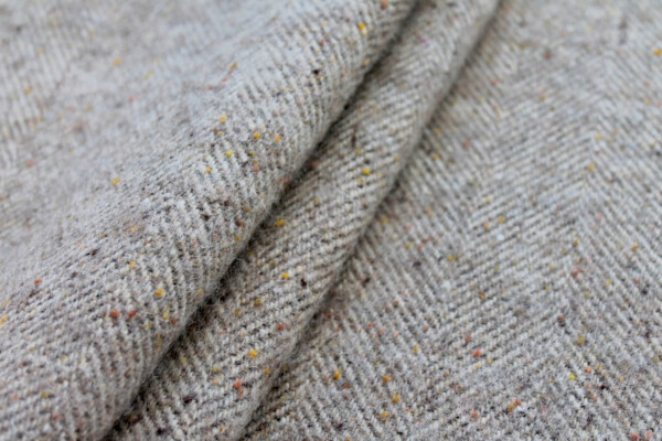 Cream / Beige Herringbone Pattern Wool fabric