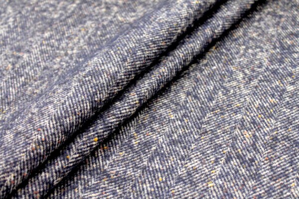 Navy / Beige Herringbone Pattern Wool fabric