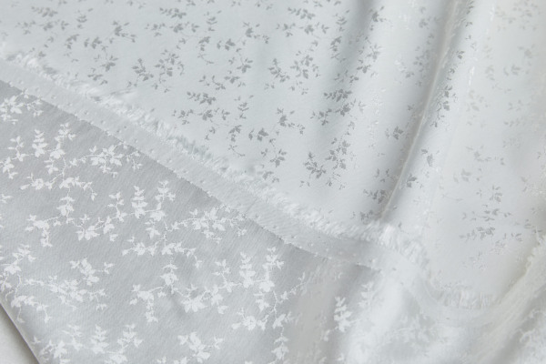 Diminute Flower Brocade Satin Crepe - Ivory fabric