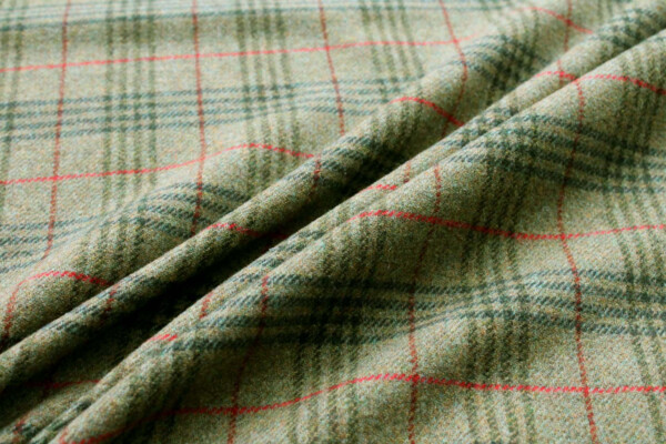 Wool Tartan - Olive Green, Red, Dark Green and Black fabric