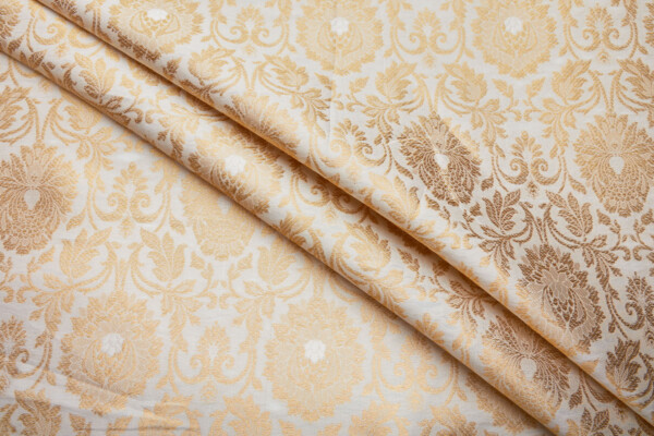 Banaras Brocade - Ivory and Gold fabric