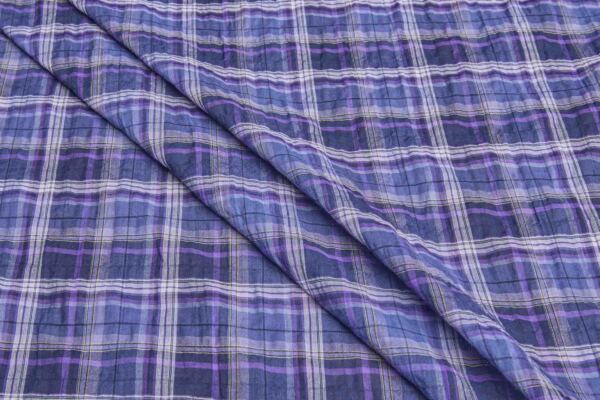 Cotton Seersucker Check Shirting - Purples fabric
