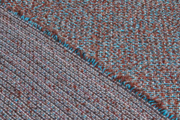Reversible Textured Wool - Teal and Brown fabric