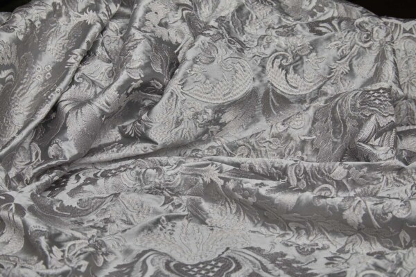Heavy Jacquard Style Embroidery - Silver Grey - 135 cm fabric