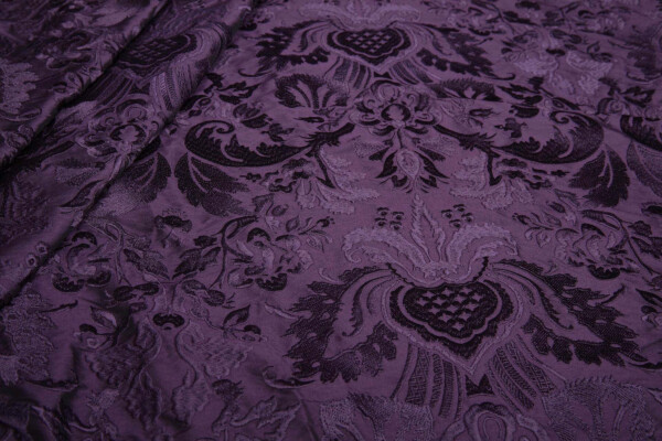 Heavy Jacquard Style Embroidery - Deep Plum - 135 cm fabric