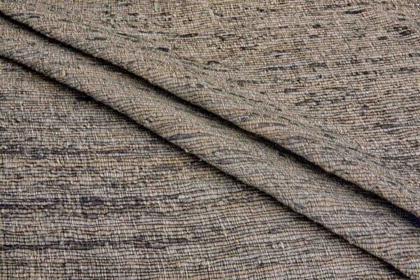 Chunky "Treebark" Silk Weave - Black / Natural fabric