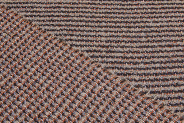 Reversible Patterned Stripe Wool - Taupe, Grey, Rust and Brown fabric
