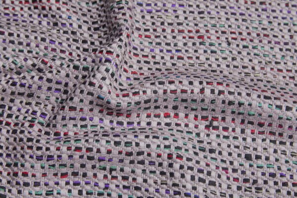 Rustic Silk Weave - Grey Mauve, Black, Red and Green fabric