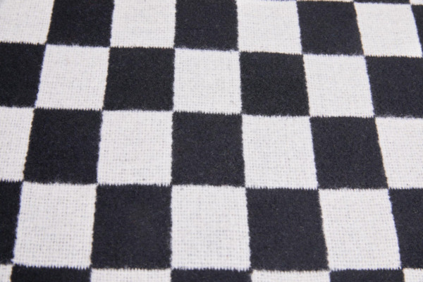 Double Sided Large Check Coating Wool - Black and White fabric