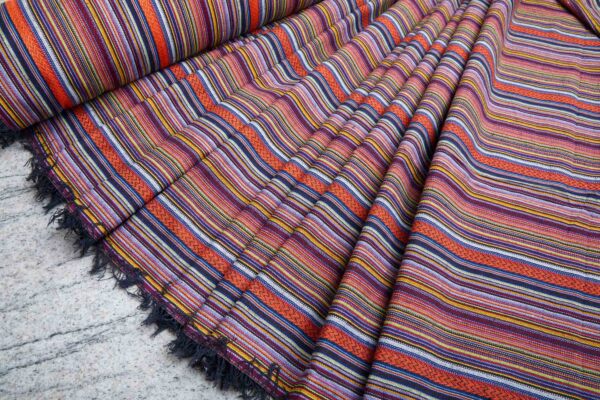 "Mexicana" Striped Woven Cotton Blend - Lilac, Plum & Multi fabric