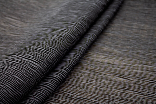 Pleated Soft Polyester Georgette - Black fabric