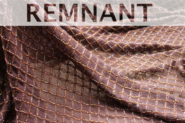 Brown Chiffon with Beaded Square Grid - 1m Piece fabric