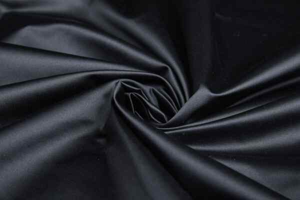 Silk/Cotton Duchesse Satin - Black fabric