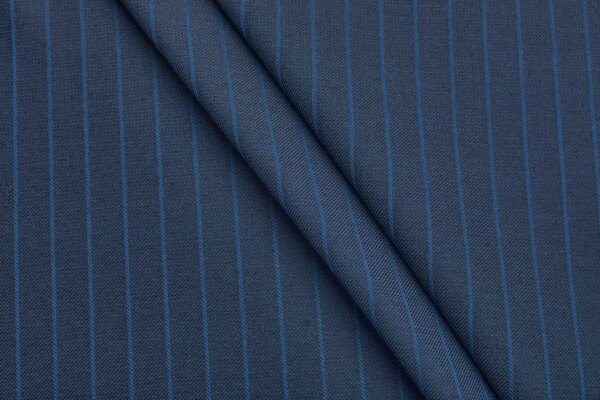 Reversible Twill Stripe Wool Suiting - Teal and Dark Ink Blue fabric
