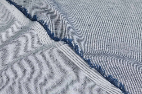 Reversible Linen Twill Weave "Denim" in Navy / Off White fabric