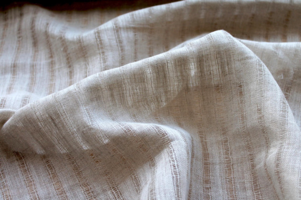 Sheer Stripe Mesh Weave Linen - Natural fabric